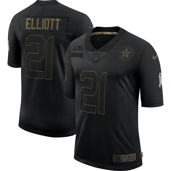 Men's Dallas Cowboys #21 Ezekiel Elliott Black NFL 2020 Salute To Service Limited Stitched Jersey Men's Dallas Cowboys #21 Ezekiel Elliott Black NFL 2020 Salute To Service Limited Stitched Jersey